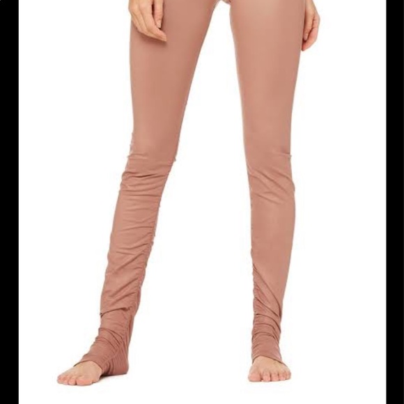 Alo Yoga Head Over Heels Leggings Pink Tan Size Sml - Picture 2 of 5